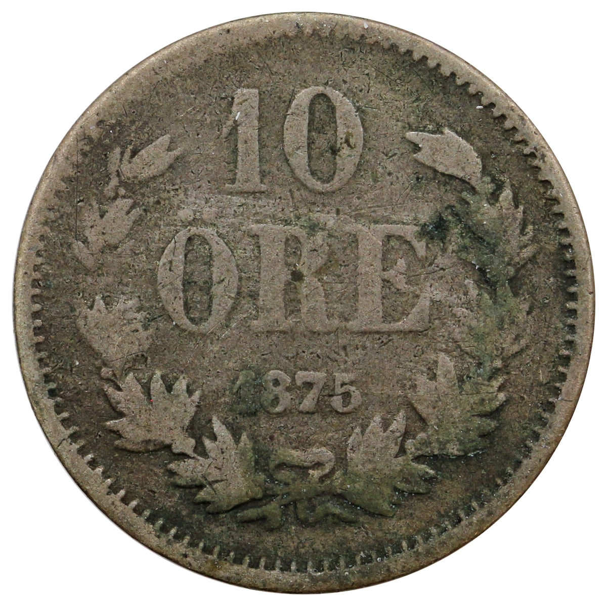 Sweden 1875ST  10 Ore F-VF (F15) $