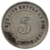 Straits Settlements 1901 5 Cents Extra Fine (EF40) $