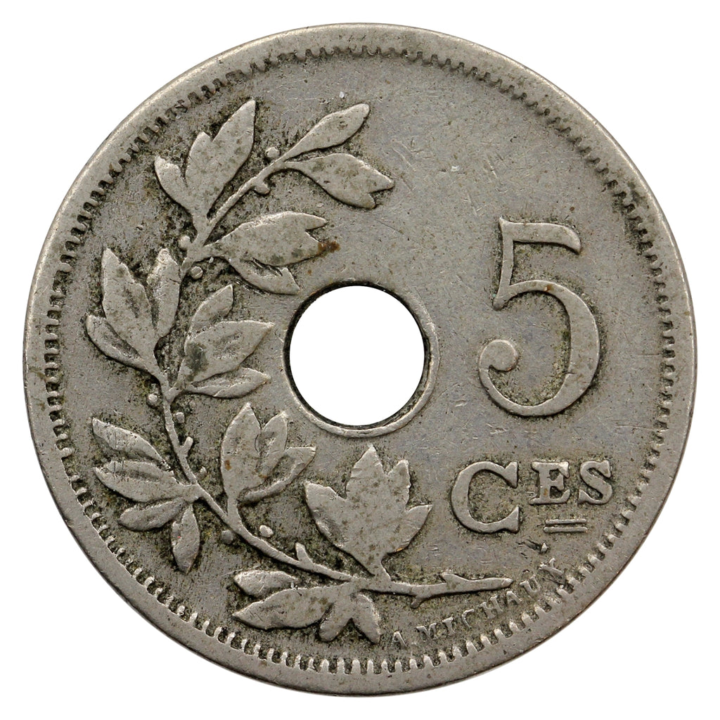 Belgium 1901 5 Centimes VF-EF (VF-30) $