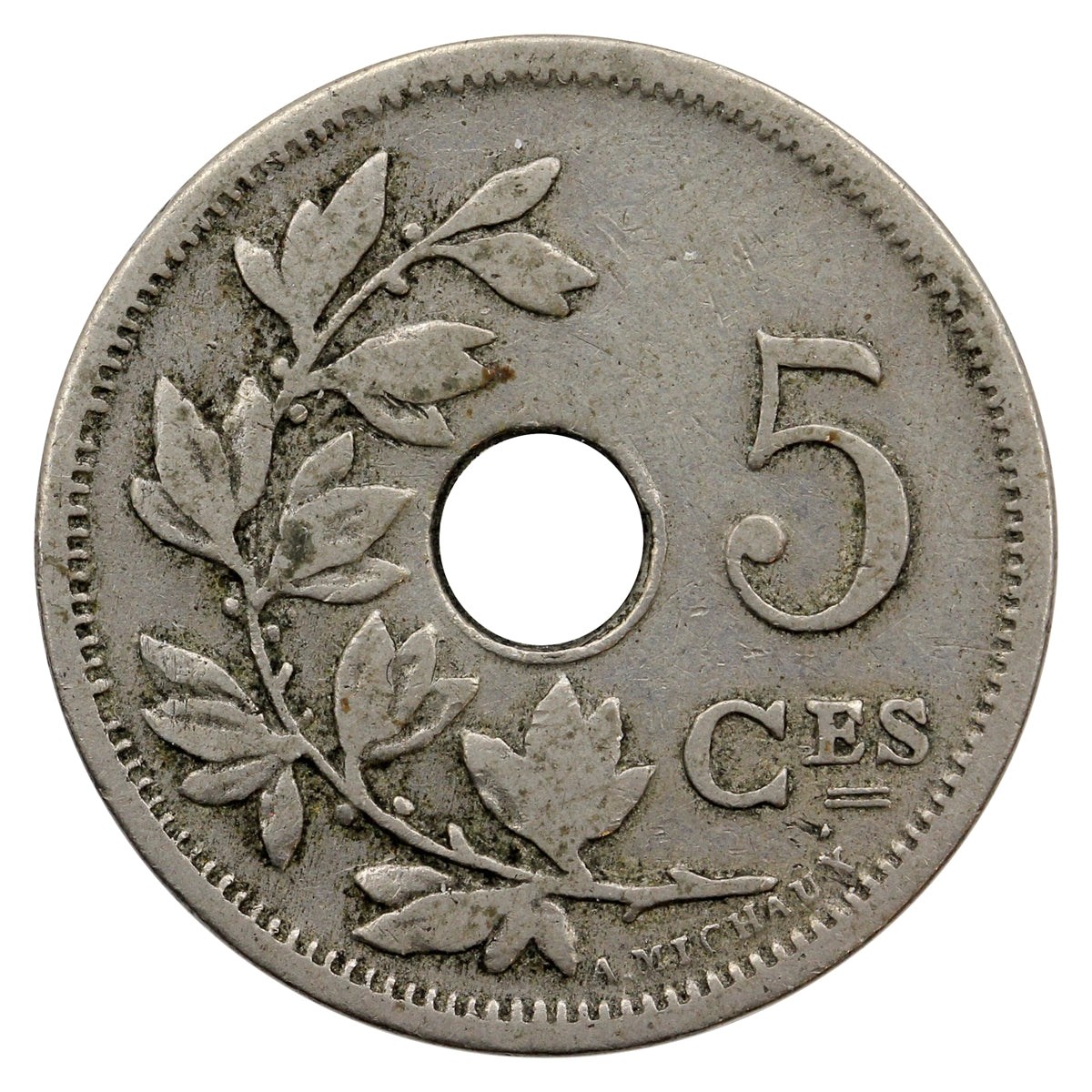 Belgium 1901 5 Centimes VF-EF (VF-30) $