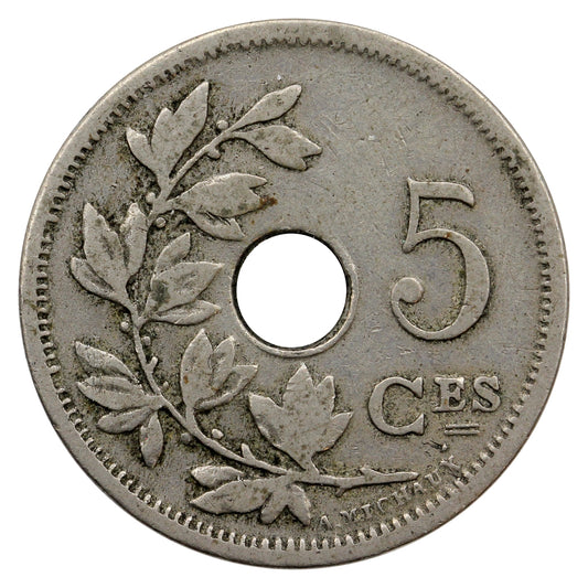 Belgium 1901 5 Centimes VF-EF (VF-30) $