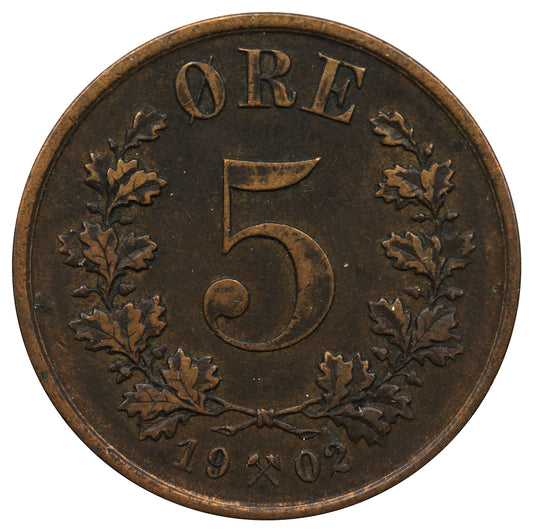 Norway 1902 5 Ore Extra Fine (EF-40) $