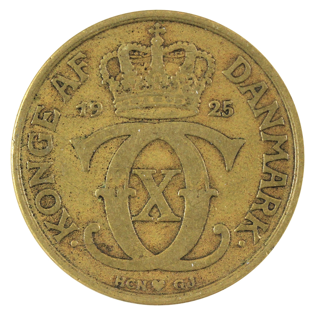 Denmark 1925HCN GJ 2 Kroner VF-EF (VF30)
