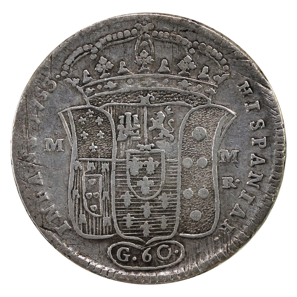 Italian States 1753 DEG MMR Naples 60 Grana F-VF (F15) $