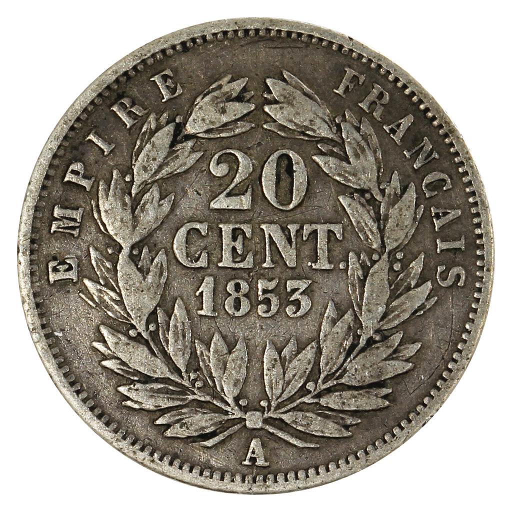 France 1853A 20 Centimes Very Fine (VF20)