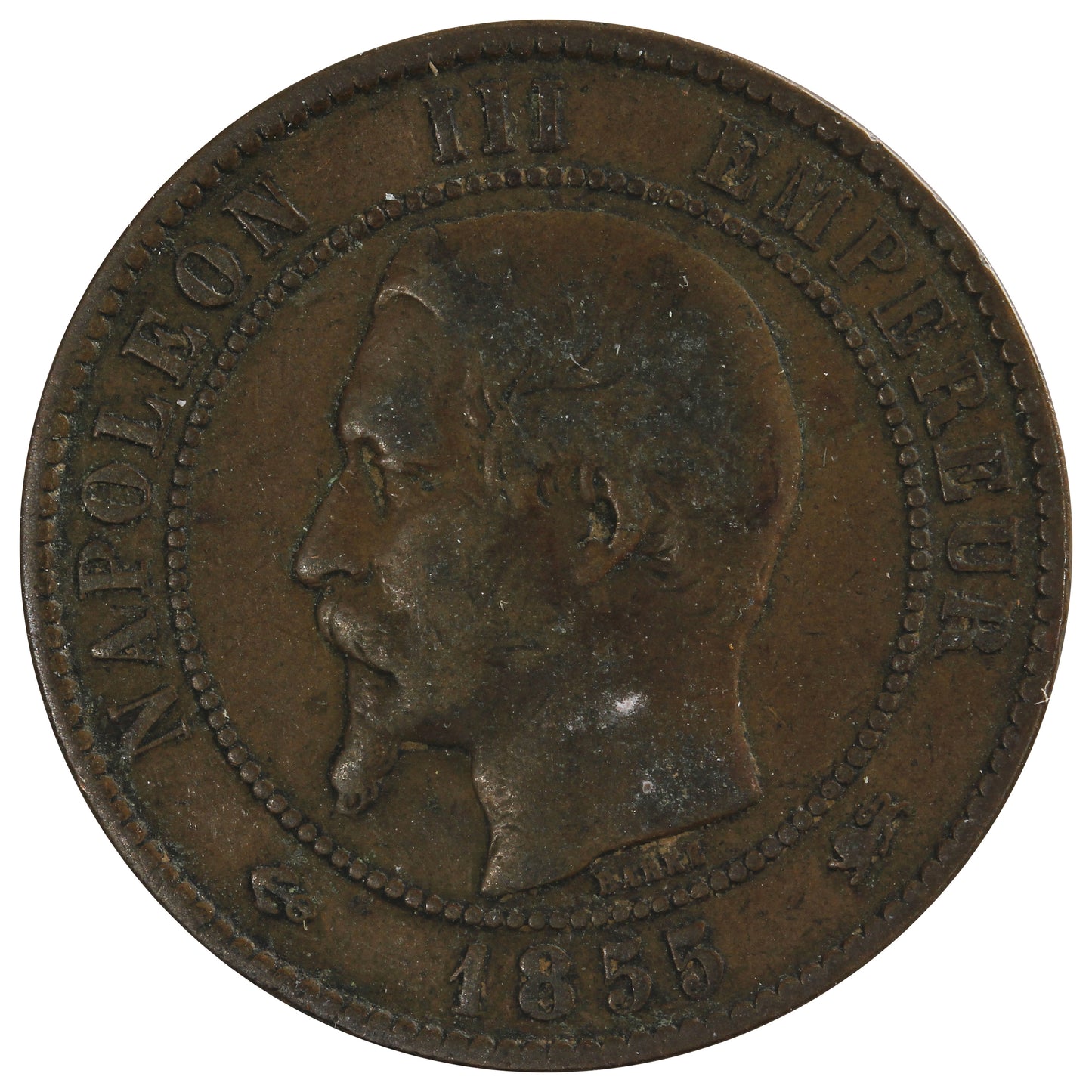 France 1855D 10 Centimes VF-EF (VF30)