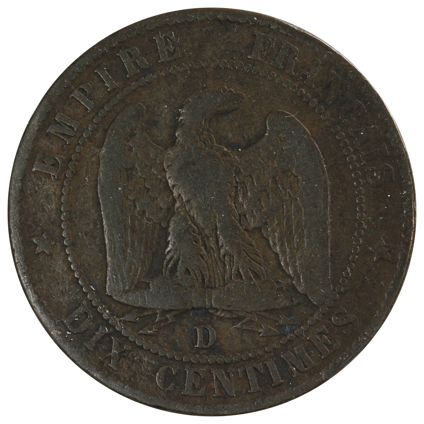 France 1855D 10 Centimes Very Fine (VF20)