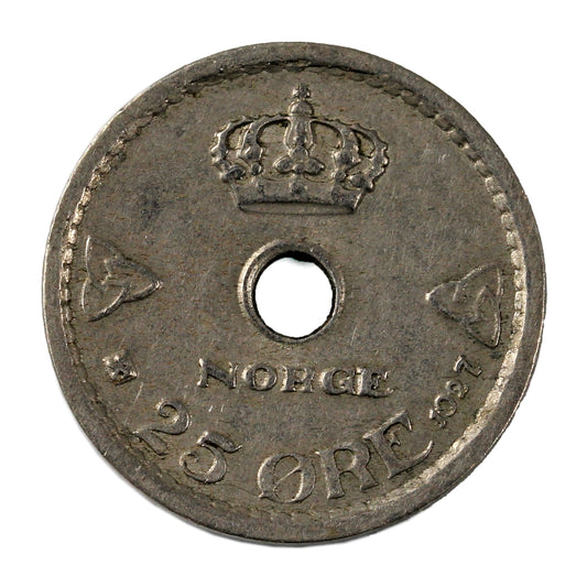 Norway 1927 25 Ore Extra Fine (EF-40)