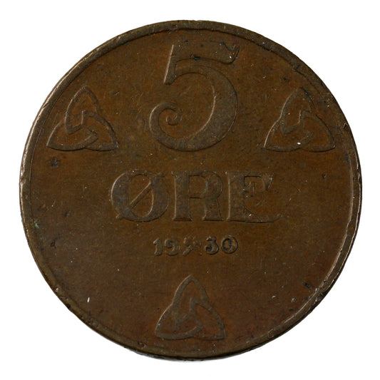 Norway 1930 5 Ore Extra Fine (EF-40)