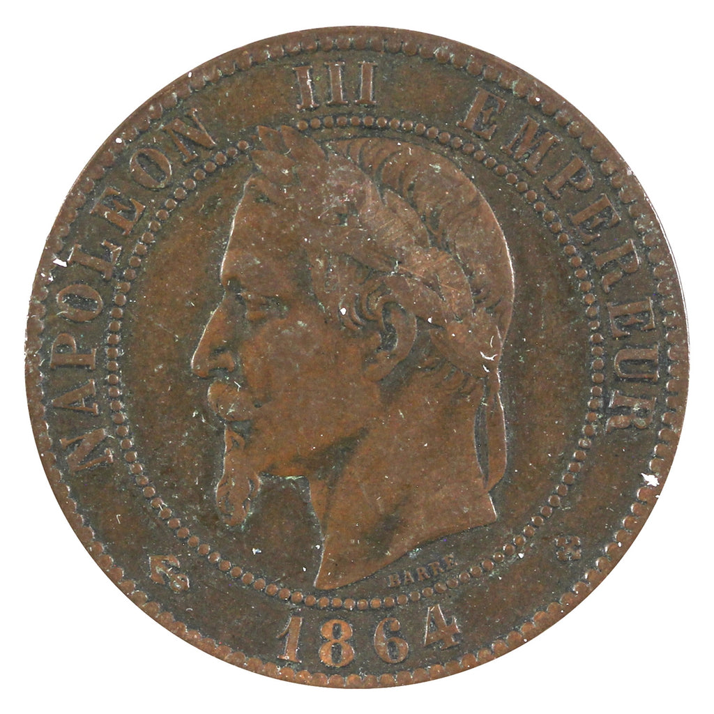 France 1864BB 10 Centimes Extra Fine (EF40)