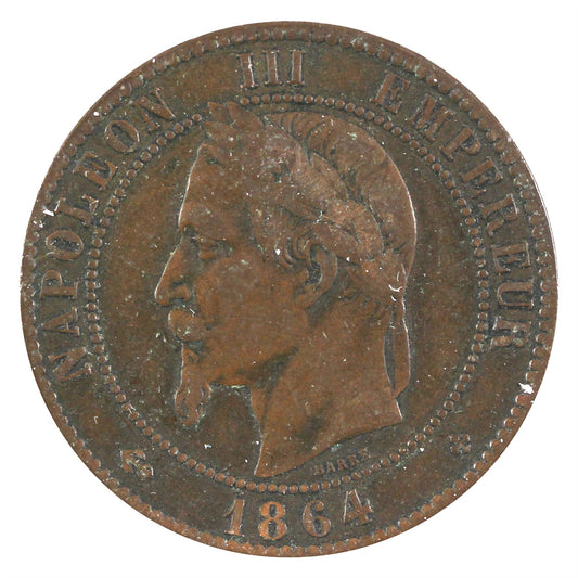 France 1864BB 10 Centimes Extra Fine (EF40)