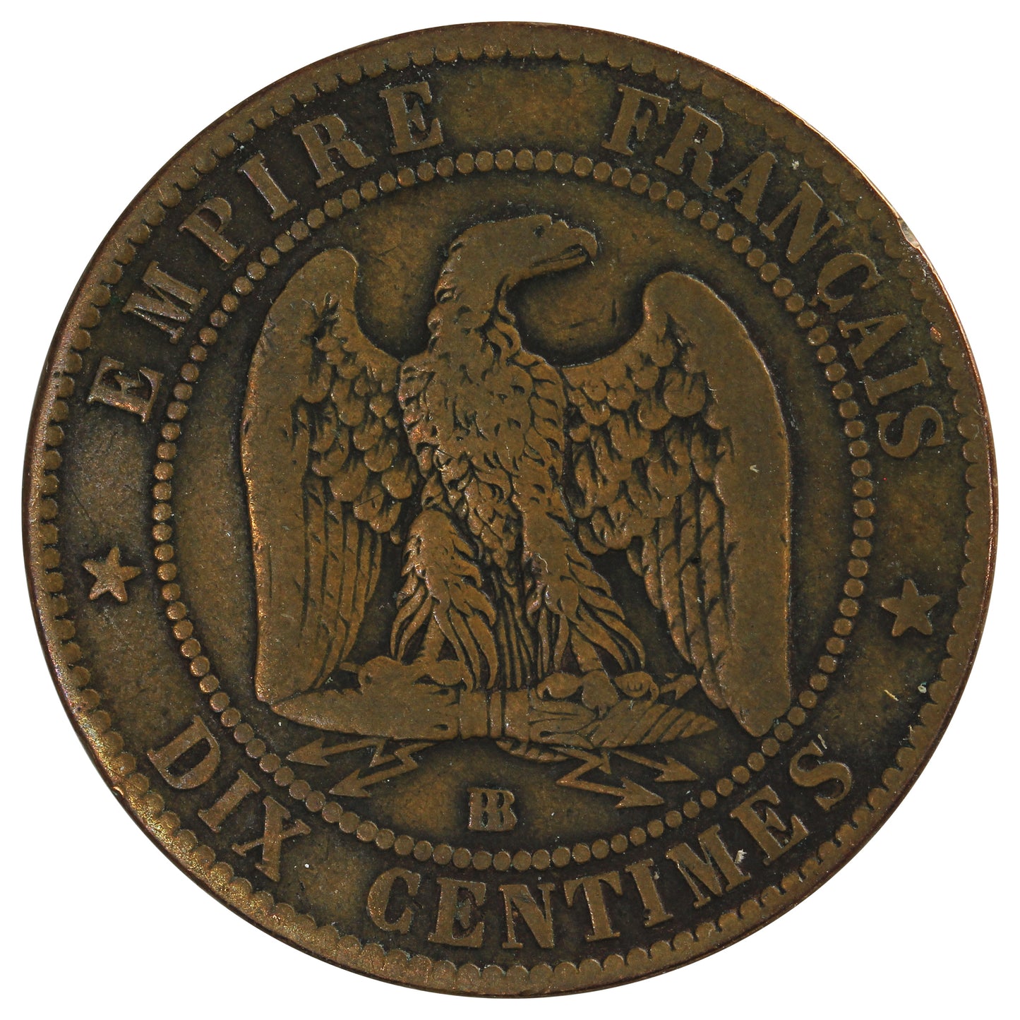 France 1864BB 10 Centimes Very Fine (VF20)