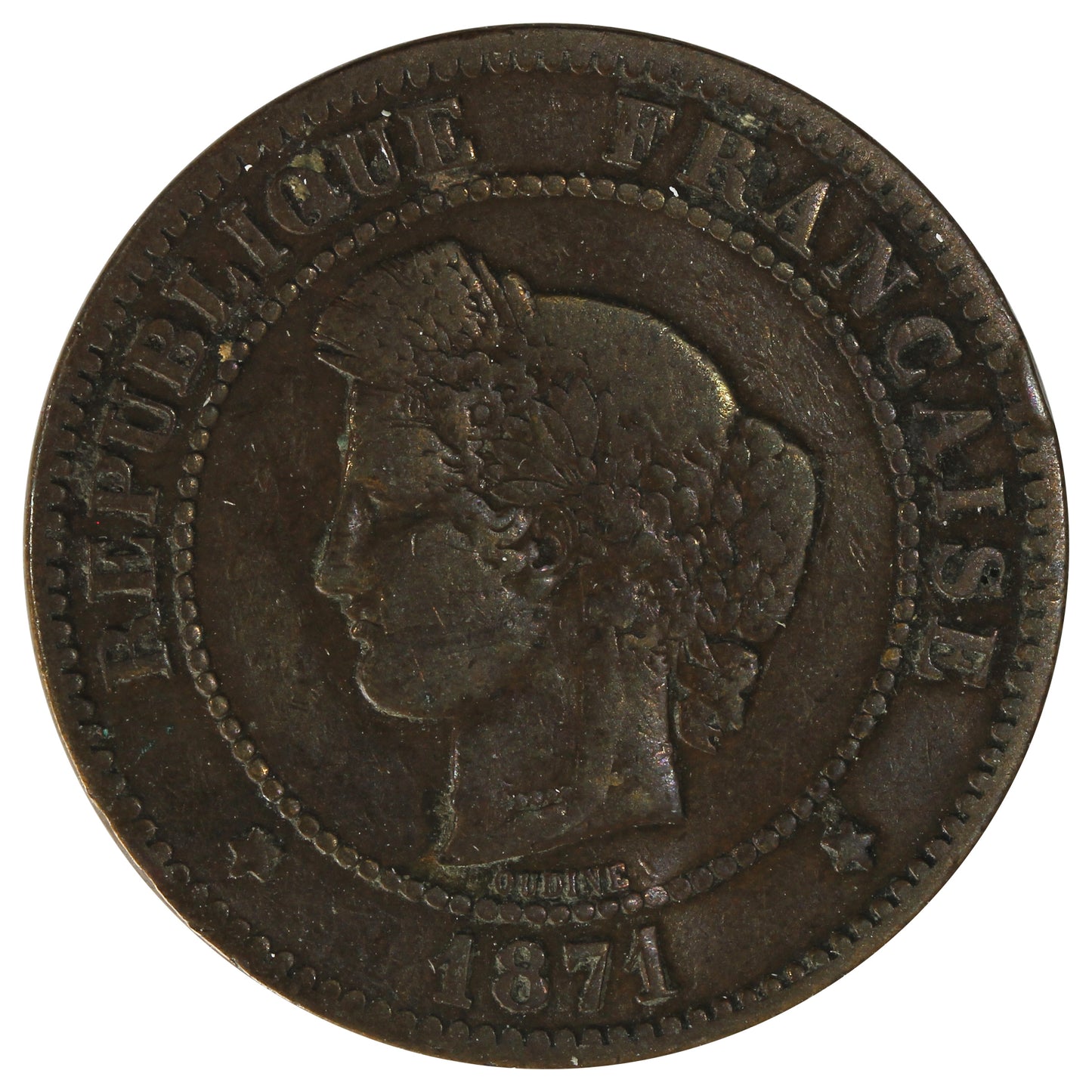 France 1871A 5 Centimes VF-EF (VF30)