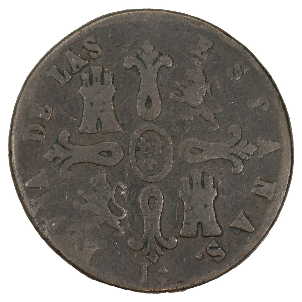 Spain 1849 8 Maravedis F-VF (F15)