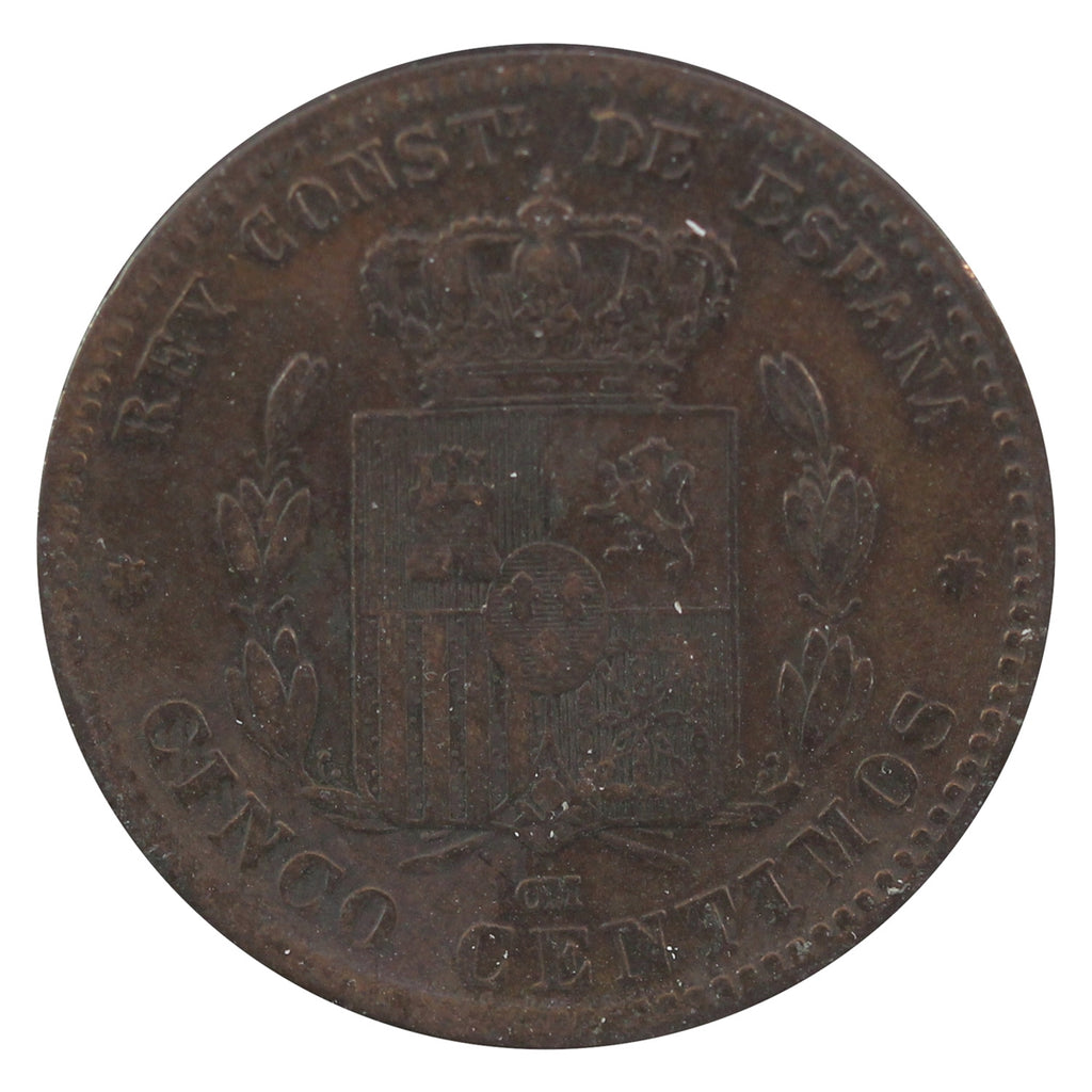 Spain 1877 OM 5 Centimos Extra Fine (EF40) $