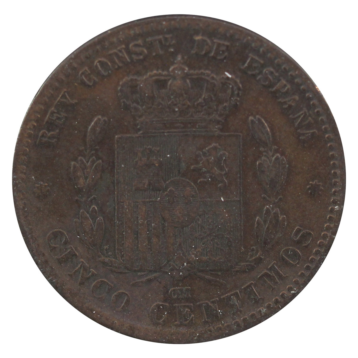 Spain 1877 OM 5 Centimos Extra Fine (EF40) $