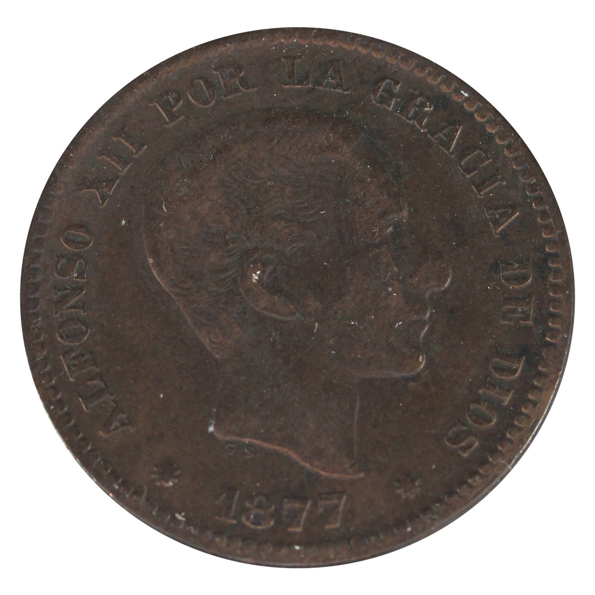 Spain 1877 OM 5 Centimos Extra Fine (EF40) $