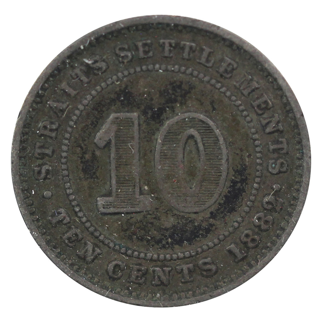 Straits Settlements 1882H 10 Cents Very Fine (VF-20)