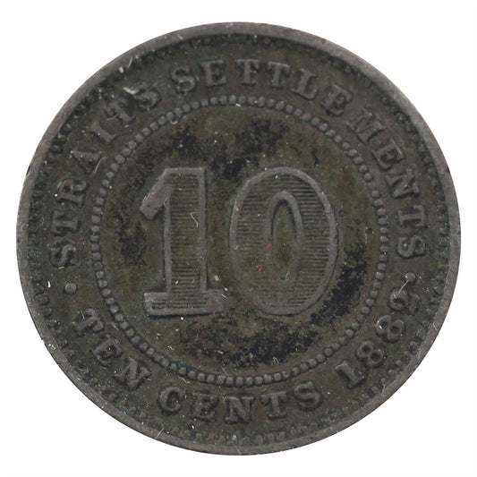 Straits Settlements 1882H 10 Cents Very Fine (VF-20)