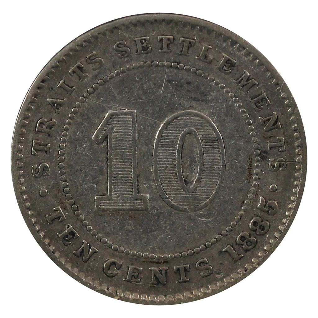 Straits Settlements 1885 10 Cents VF-EF (VF30) $
