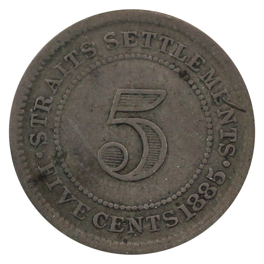Straits Settlements 1885 5 Cents Very Fine (VF20) $