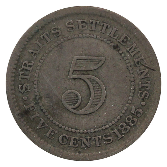 Straits Settlements 1885 5 Cents Very Fine (VF20) $