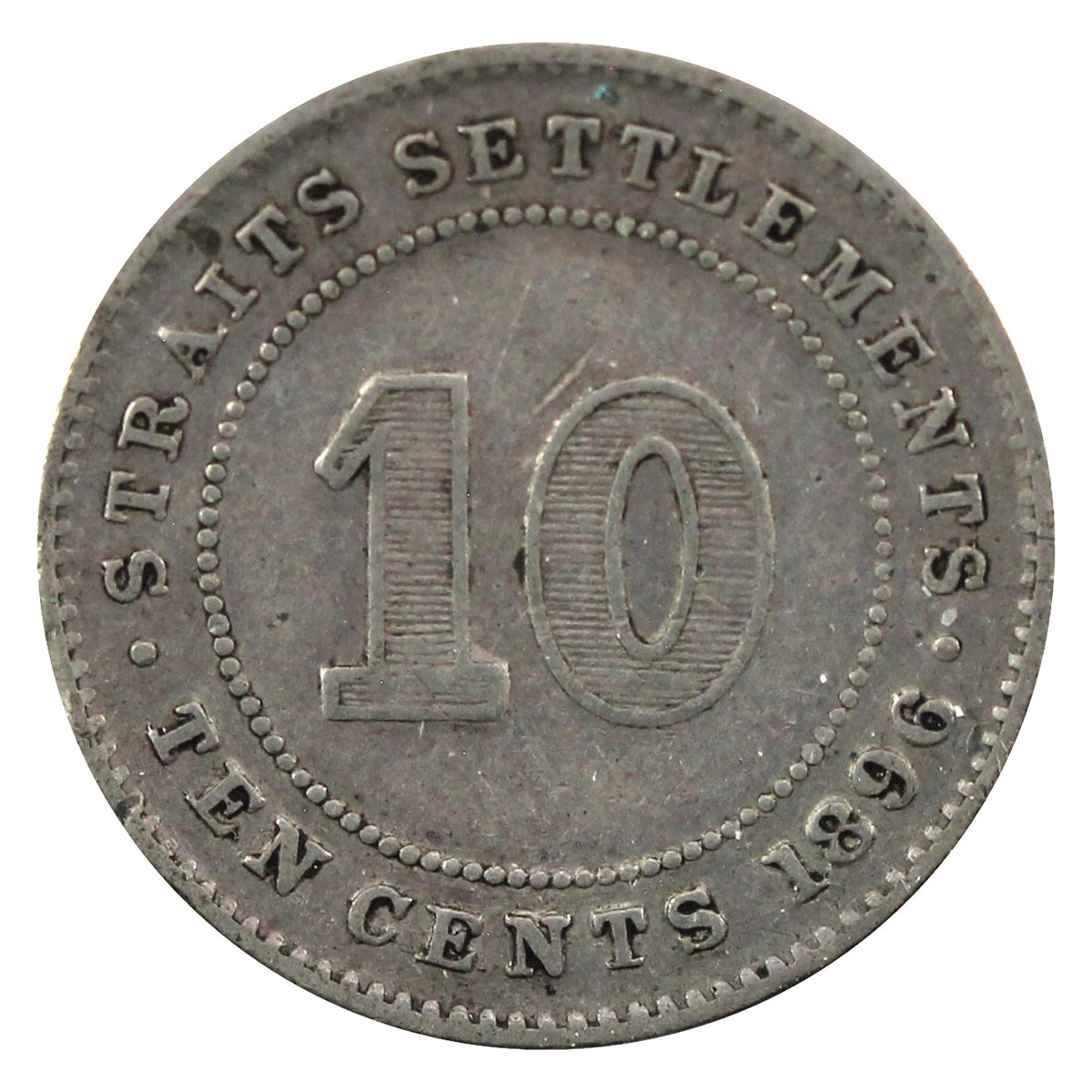 Straits Settlements 1896 10 Cents VF-EF (VF30) $