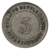 Straits Settlements 1897H 5 Cents VF-EF (VF30) $