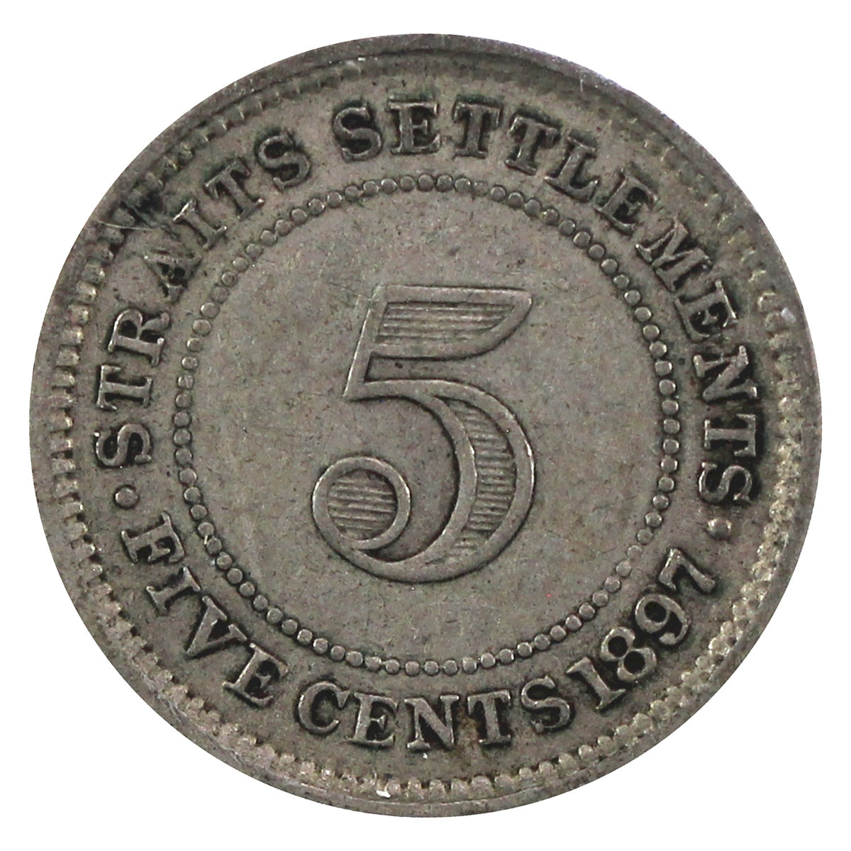 Straits Settlements 1897H 5 Cents VF-EF (VF30) $