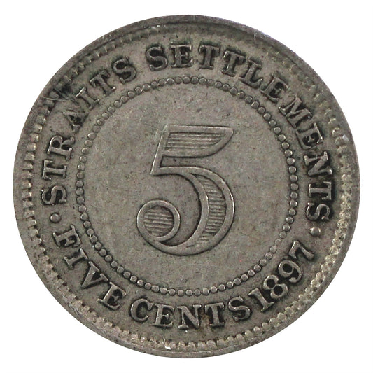 Straits Settlements 1897H 5 Cents VF-EF (VF30) $