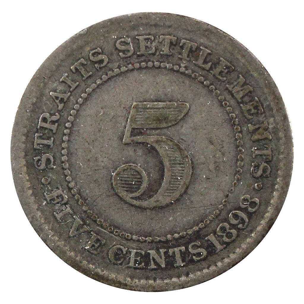 Straits Settlements 1898 5 Cents F-VF (F15)