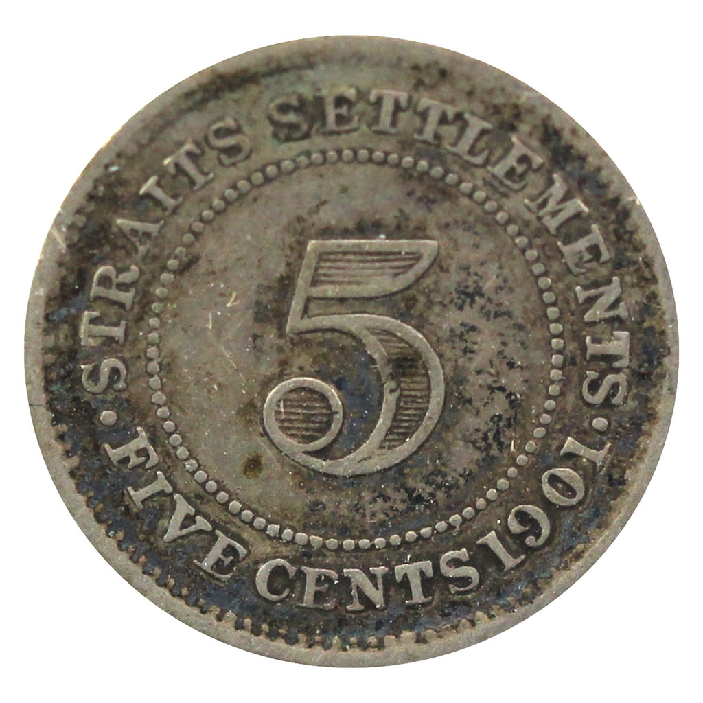 Straits Settlements 1901 5 Cents F-VF (F15)