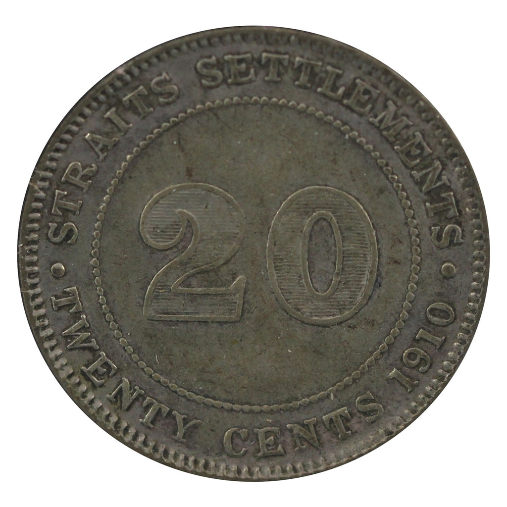 Straits Settlements 1910B 20 Cents VF-EF (VF30)
