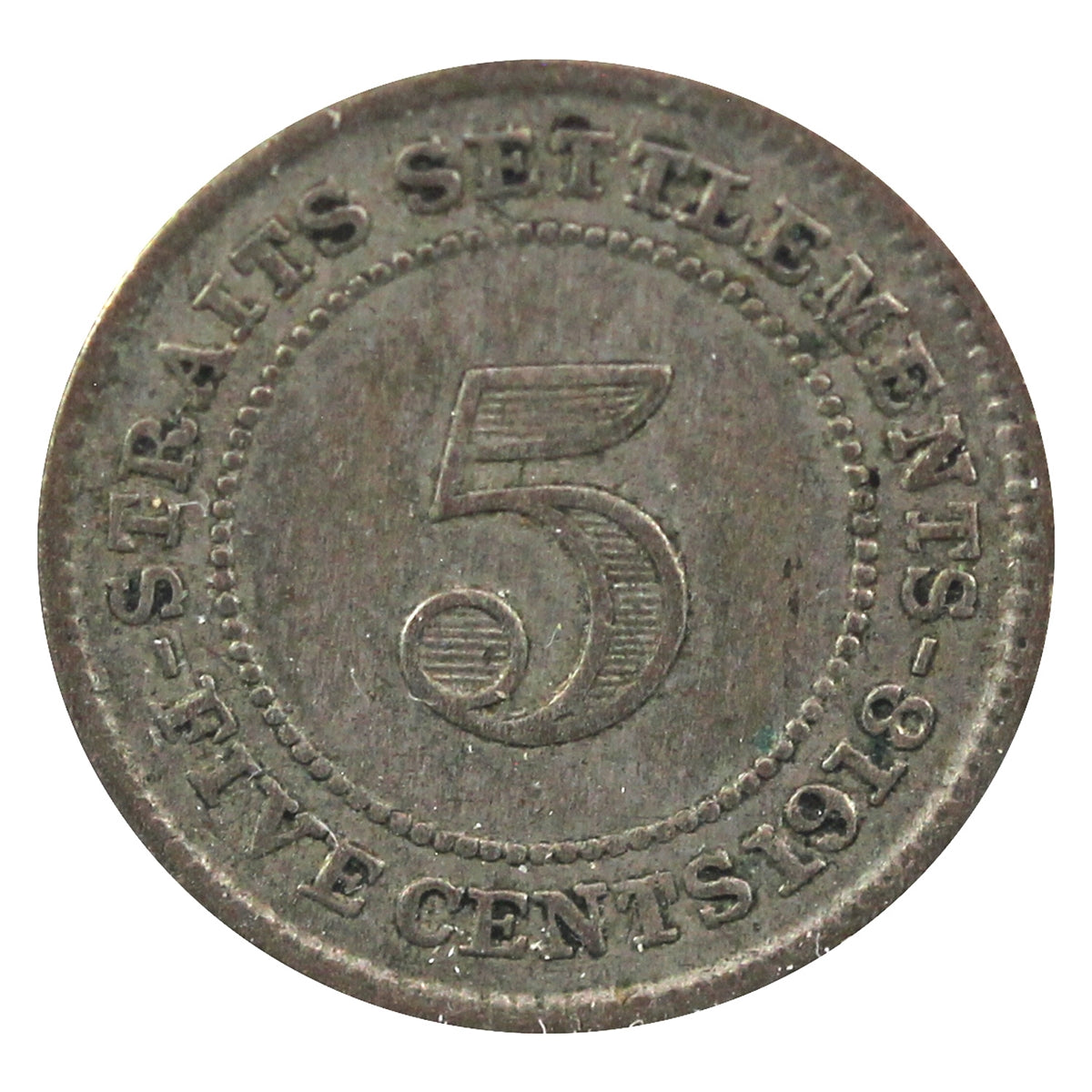 Straits Settlements 1918 5 Cents VF-EF (VF30)