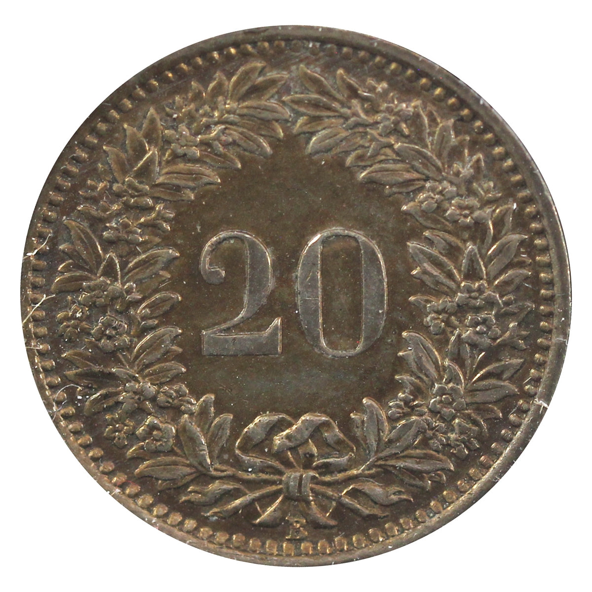 Switzerland 1953B 20 Rappen Uncirculated (MS60)