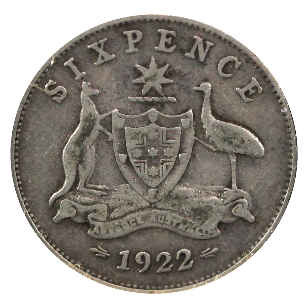 Australia 1922 6 Pence Very Fine (VF-20) $