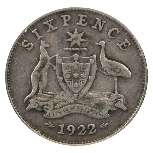 Australia 1922 6 Pence Very Fine (VF-20) $