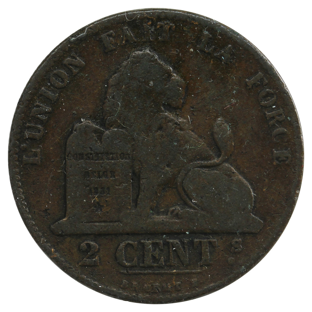 Belgium 1865 2 Centimes VF-EF (VF-30)