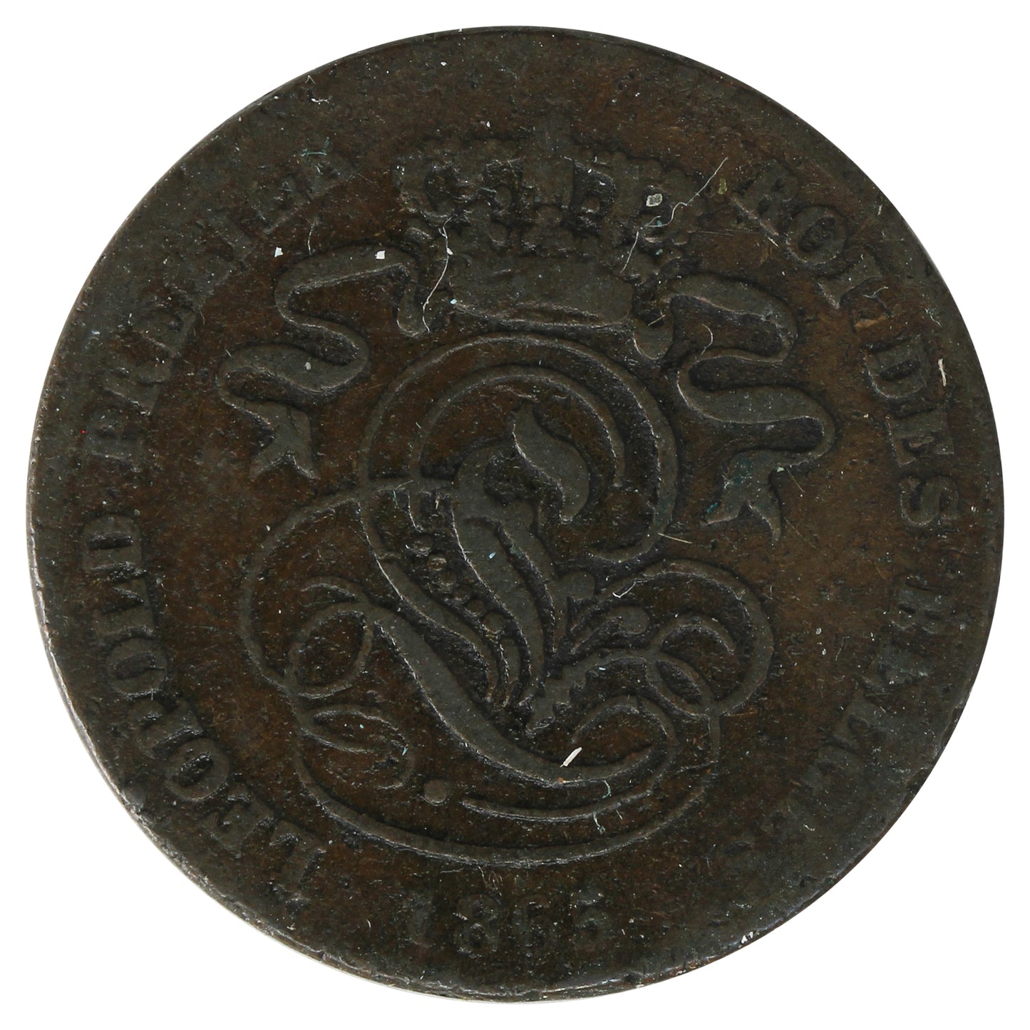 Belgium 1865 2 Centimes VF-EF (VF-30)