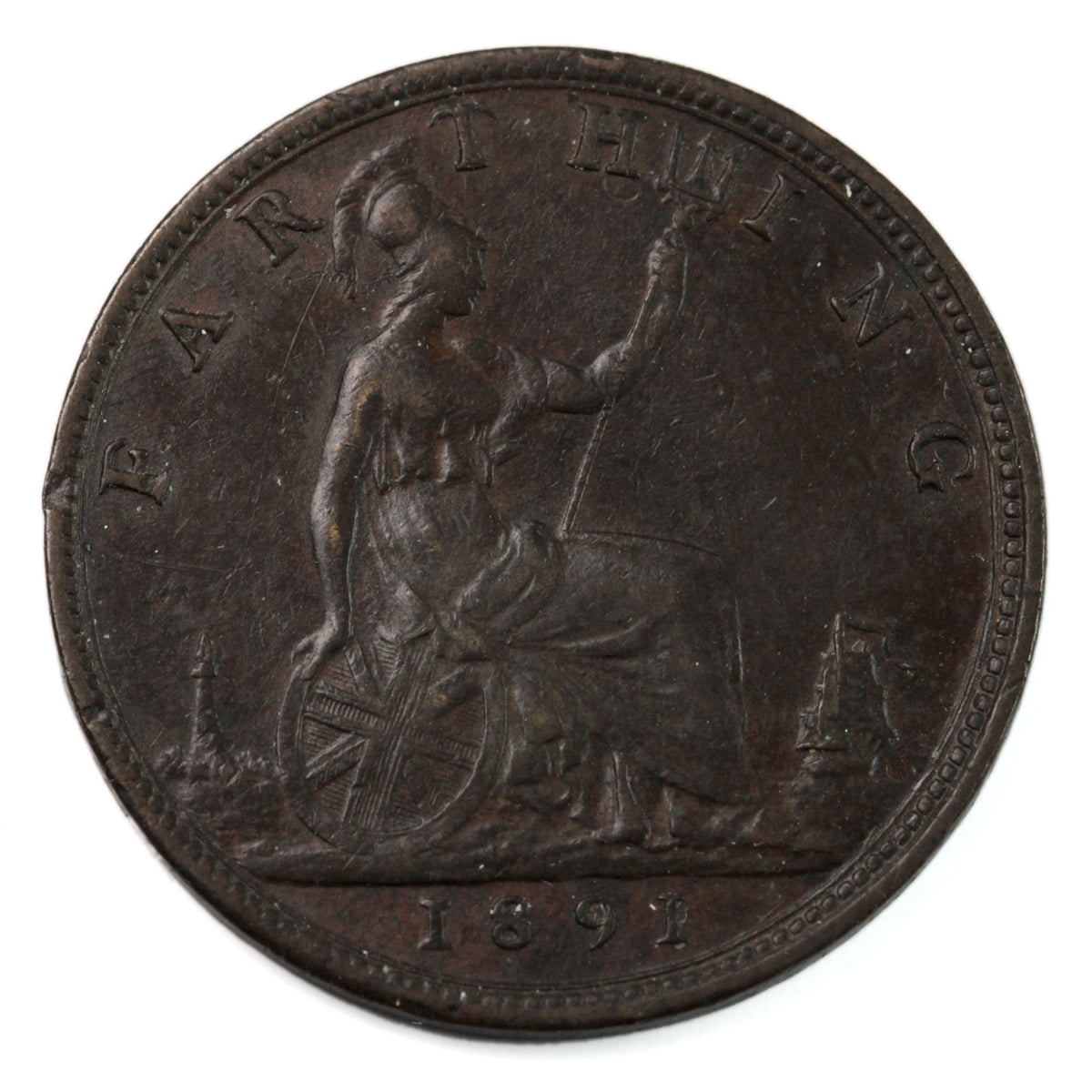 Great Britain 1891 Farthing Almost Uncirculated (AU50) $