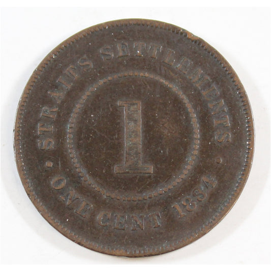 Straits Settlements 1884 Cent Very Fine (VF20)