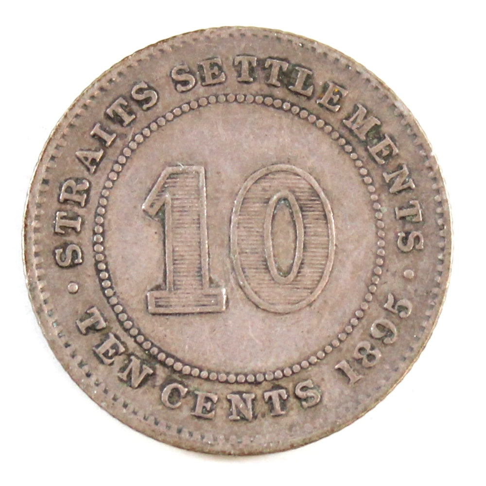 Straits Settlements 1895 10 Cents Very Fine (VF20)