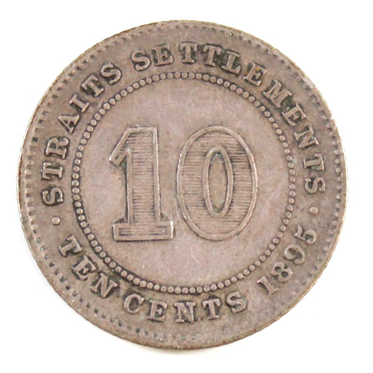 Straits Settlements 1895 10 Cents Very Fine (VF20)