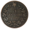 Italy 1867M 5 Centesimi Very Fine (VF20)