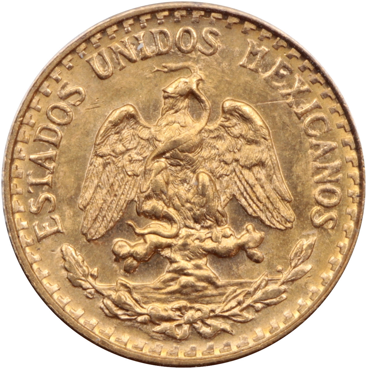 Mexico 1945 Dos (2) Pesos Gold Brilliant Uncirculated (MS63)