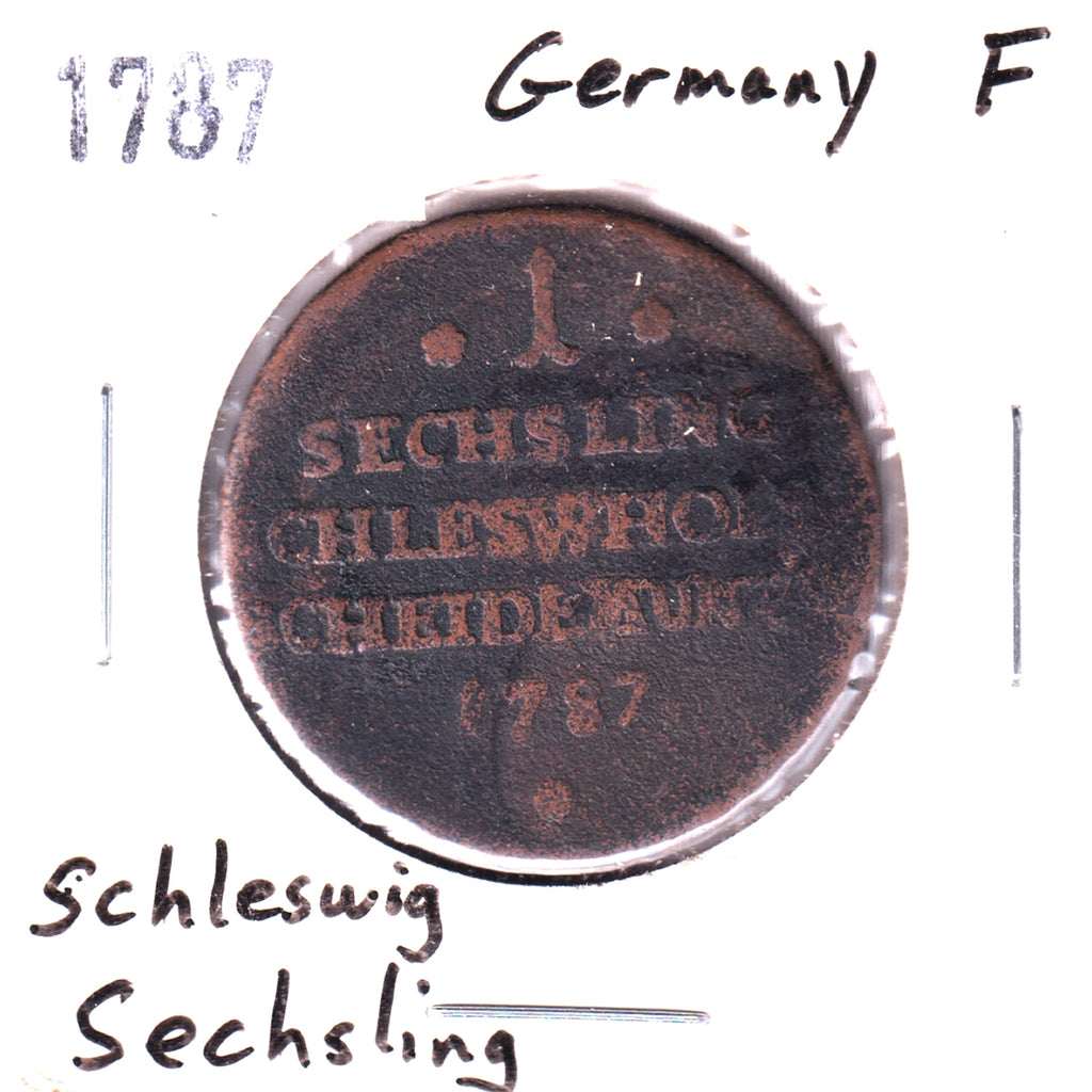 German States 1787 Schleswig 1 Sechsling  Fine (F12) $