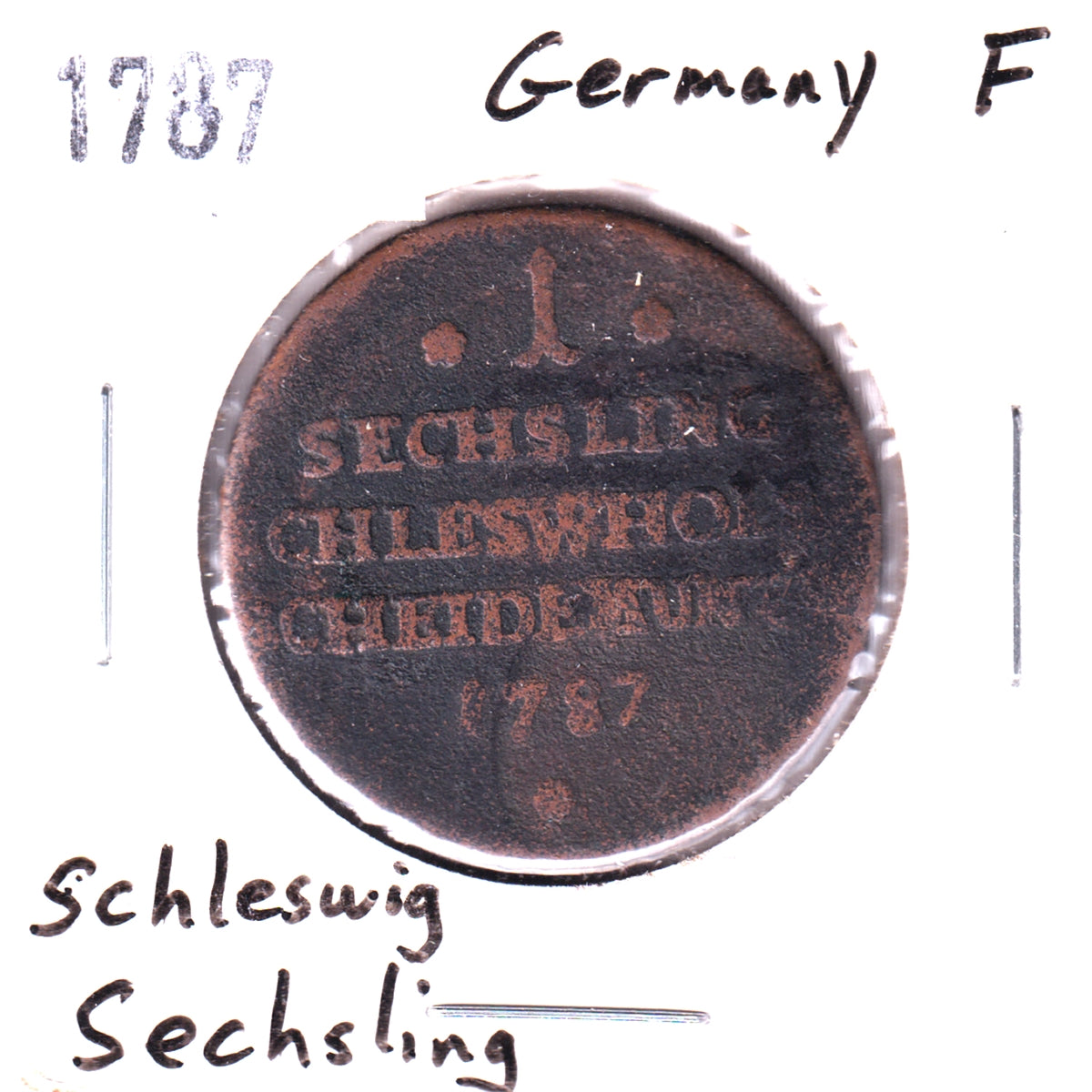 German States 1787 Schleswig 1 Sechsling  Fine (F12) $