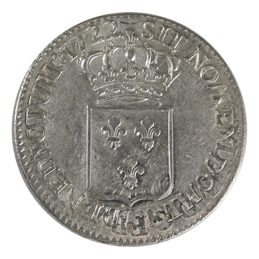 France 1722A Louis XV &Eacute;cu Almost Uncirculated + (AU-53) $