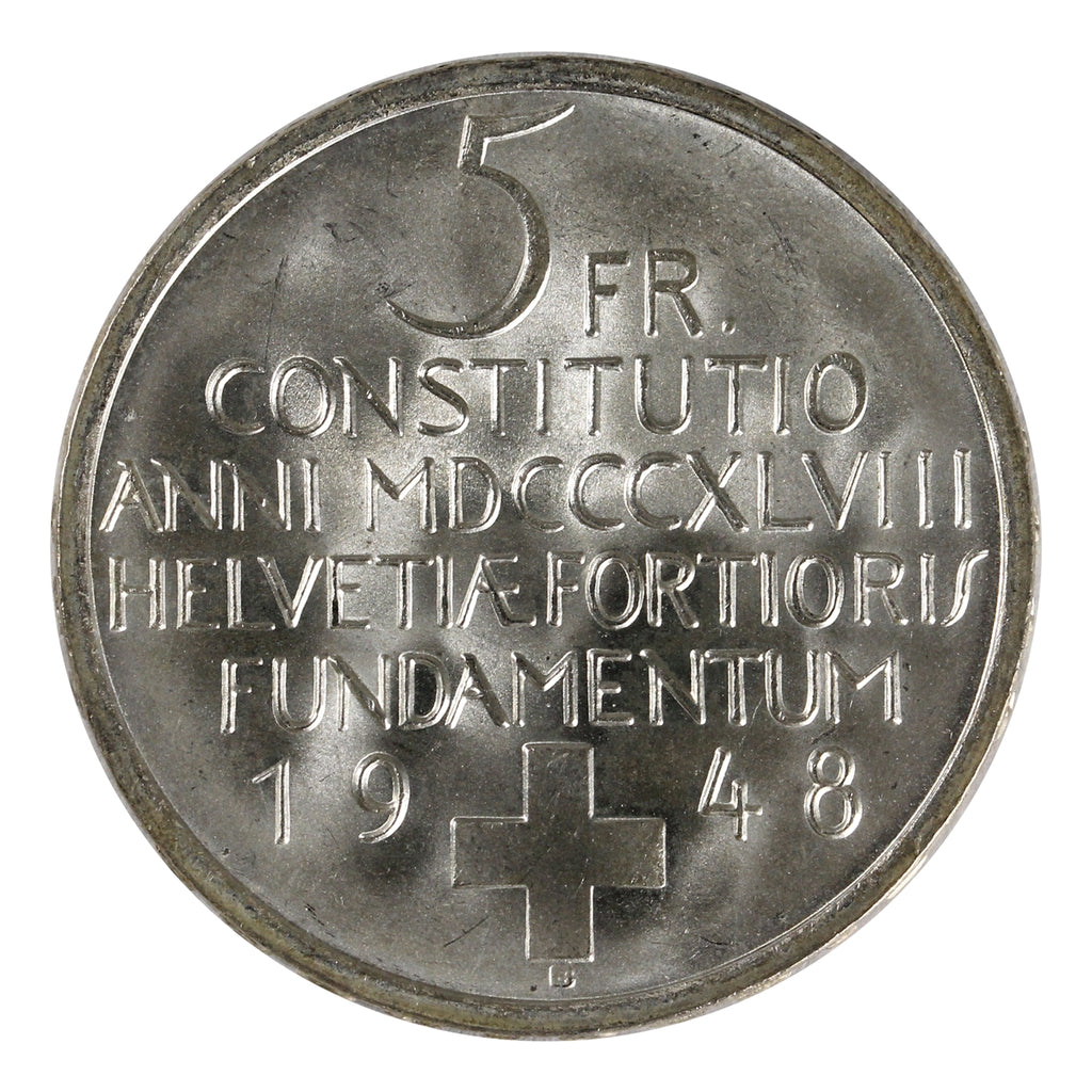 Switzerland 1948B 5 Francs Choice Brilliant Uncirculated (MS64) $