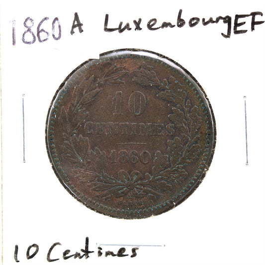 Luxembourg 1860A 10 Centimes Extra Fine (EF40) $